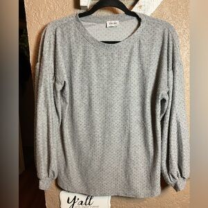 Texas True Threads Gray Textured Long Sleeve Top Women’s Size Medium